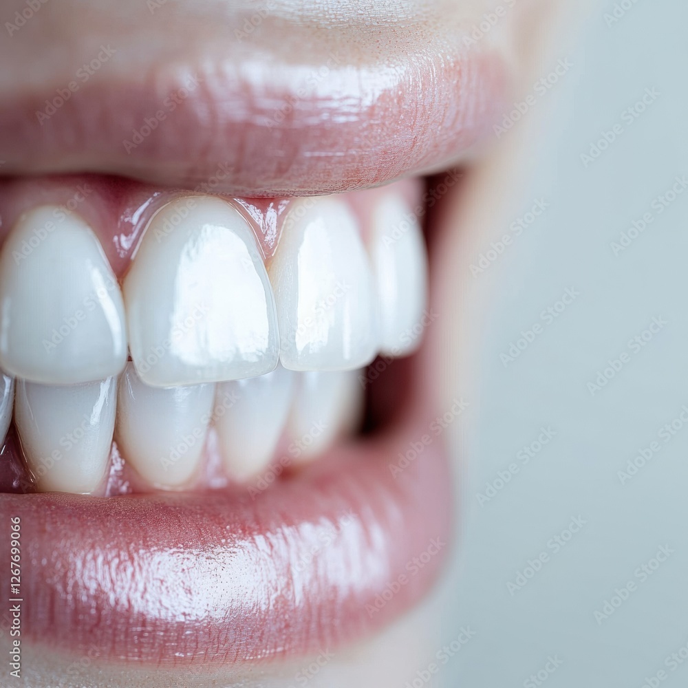 Poster Transforming smiles with teeth whitening results showcased in a close up of before and after treatment. Generative AI
