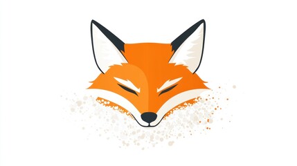 Obraz premium Fox icon headshot, minimalist design with paint splash. Wildlife logo, avatar, brand material