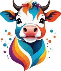 Cow Illustration vector design, Cow logo and icon Design, Dairy Cow animal 