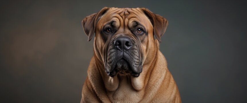 Majestic Molossian Dog Portrait with Soft Focus Background and Ample Copy Space for Text Overlay