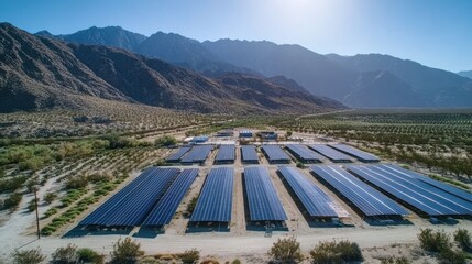 Solar Farm in Mountainous Desert Landscape