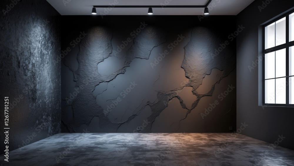 Poster elegant studio room with gray abstract walls and gradient lighting, ideal for product showcase on a 