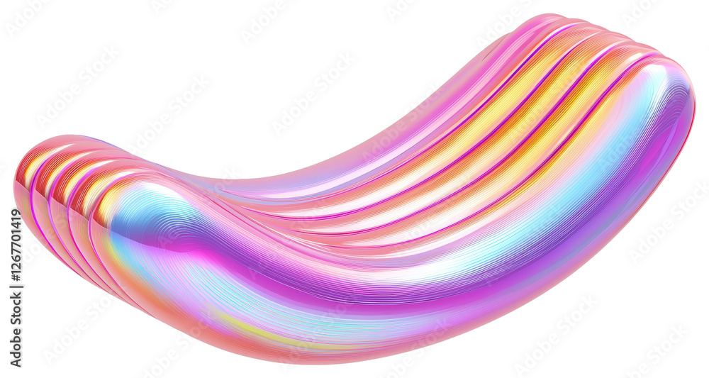 Poster iridescent wavy shape on transparent background abstract 3d rendering modern art
