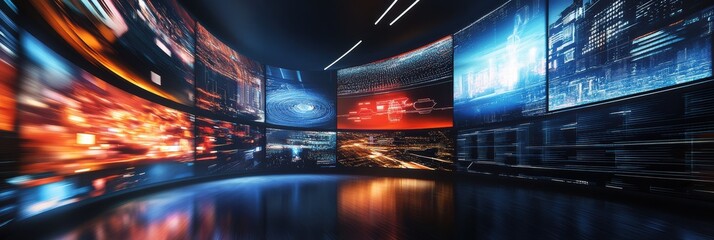 Fototapeta premium Graphic layouts showcasing innovative advertising concepts in a modern digital environment