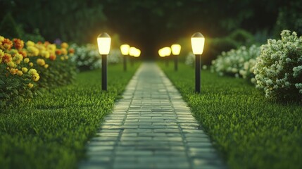Obraz premium Innovative smart lighting options for outdoor areas transform gardens into captivating displays with customizable hues and elegant designs.
