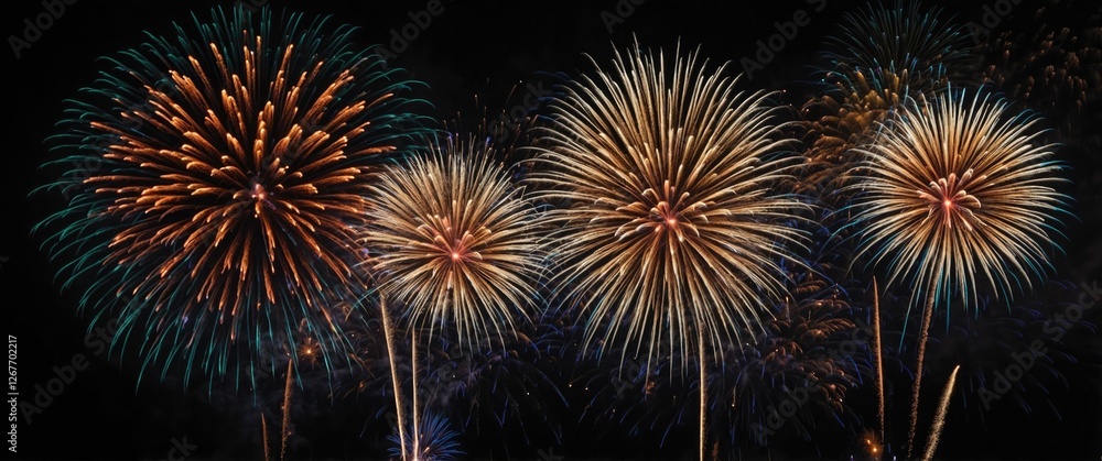 Aufkleber colorful fireworks burst in the night sky creating a vibrant display with multiple circular patterns