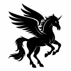 Pegasus vector silhouette black design white background
