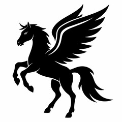 Pegasus vector silhouette black design white background