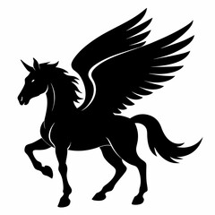 Pegasus vector silhouette black design white background