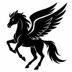 Pegasus vector silhouette black design white background