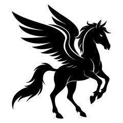 Pegasus vector silhouette black design white background