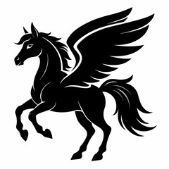 Pegasus vector silhouette black design white background