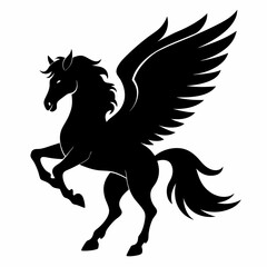 Pegasus vector silhouette black design white background