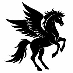 Pegasus vector silhouette black design white background