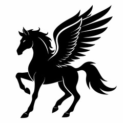 Pegasus vector silhouette black design white background