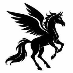 Pegasus vector silhouette black design white background