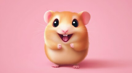 Adorable Happy Hamster Illustration Cute Cartoon - A cheerful hamster, symbolizing joy, happiness, pet love, cuteness