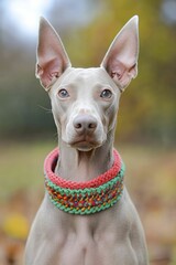 Handmade pet accessories stylish collars for dogs vibrant colors and unique patterns displayed against natural outdoor backdrop