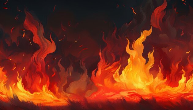 fire flames burn hot red black dangerous heat yellow hell light background inferno orange
