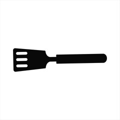 Black Silhouette of Spatula Icon Isolated on White Background