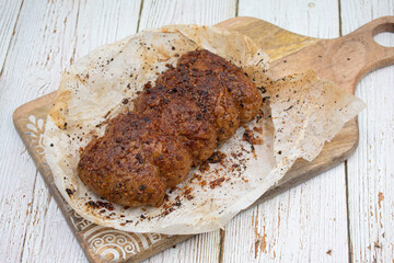 Plant based meat alternative- seitan made of vital wheat gluten.  Seasoned, air fried.