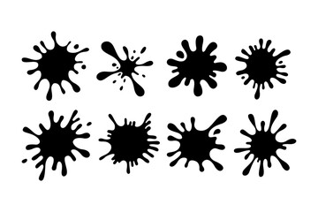 A collection of  black ink Splash Silhouette 
