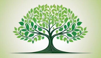Obraz premium tree illustration green leaf design abstract art decoration background branch life