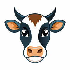 cow head on white-background.