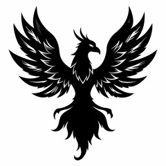 Phoenix vector silhouette black design white background