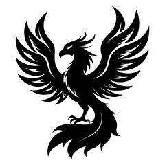 Phoenix vector silhouette black design white background