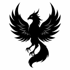 Phoenix vector silhouette black design white background