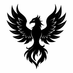 Phoenix vector silhouette black design white background