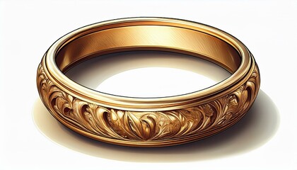 round gold ring on a white background generative ai