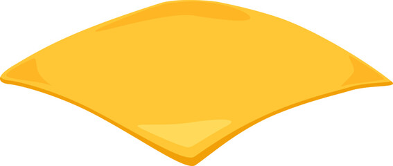 Positioning a single slice of yellow processed cheese in a diamond or rhombus shape creates a visually appealing and simple image, perfect for food related designs and illustrations