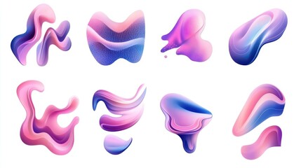 Abstract colorful fluid shapes, design elements.