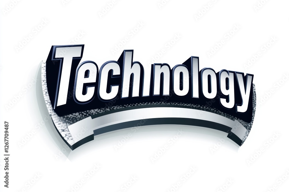 Poster Vector logo representing technology designed with a three-dimensional effect
