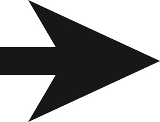 Simple black arrow pointing right against a clean white background, offering clear direction and guidance while symbolizing progress and forward movement in design