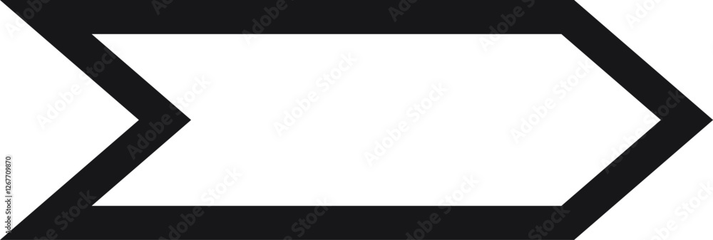 Poster minimalist vector illustration of a black arrow pointing to the right, featuring a double border and