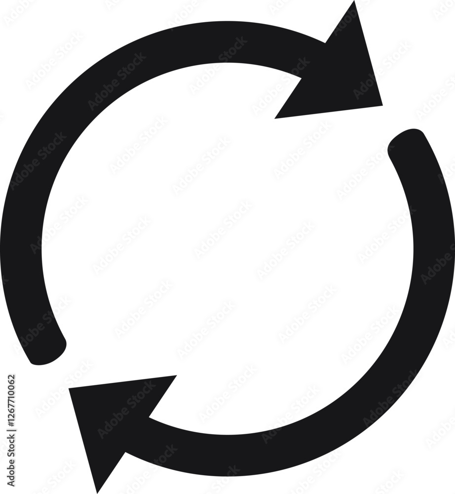 Poster two arrows forming a circular design, rotating clockwise and counterclockwise, symbolizing reload an