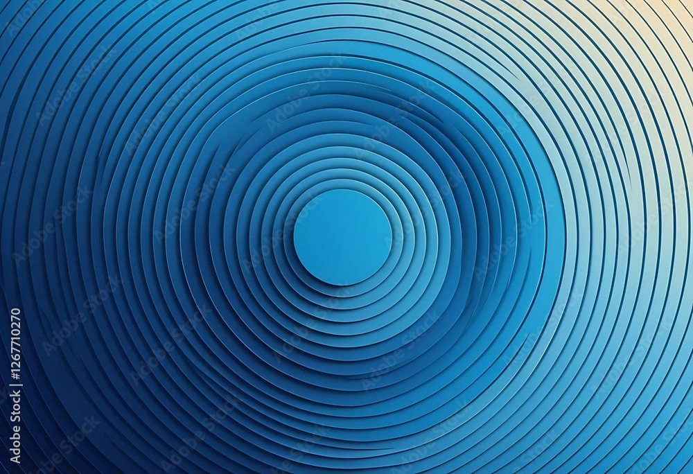 Poster concentric azure waves, layered circular pattern with gradient depth