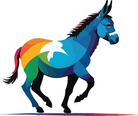 Colorful Donkey Illustration vector design, Donkey logo and icon Design