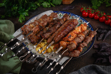 Assorted Grilled Kebabs on Skewers