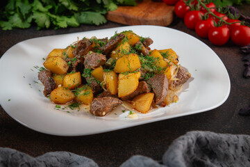 Roasted Potatoes with Beef and Fresh Herbs