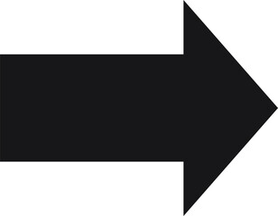 Simple black arrow pointing right on a clean white background, symbolizing direction, progress, and movement, effectively guiding viewers towards a path of advancement and success