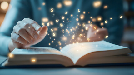 A sorcerer casting a spell over enchanted finance