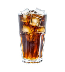 Refreshing Cola Drink with Ice Cubes in Glass