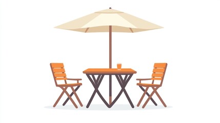 Outdoor patio table and chairs under umbrella