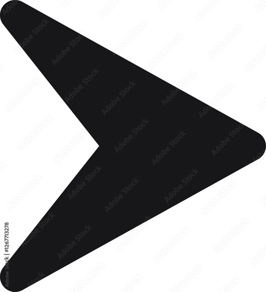 Poster simple black arrow pointing right, serving as a clear indicator for direction, trend, or next button