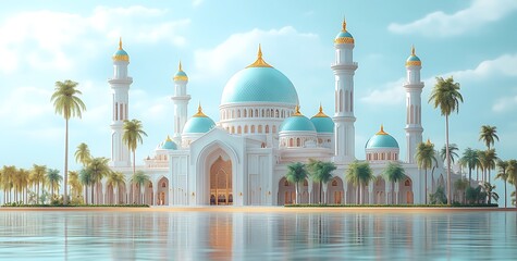Obraz premium 3d illustration of an exquisite mosque building.