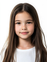 Fototapeta premium Portrait girl ID photo on white background